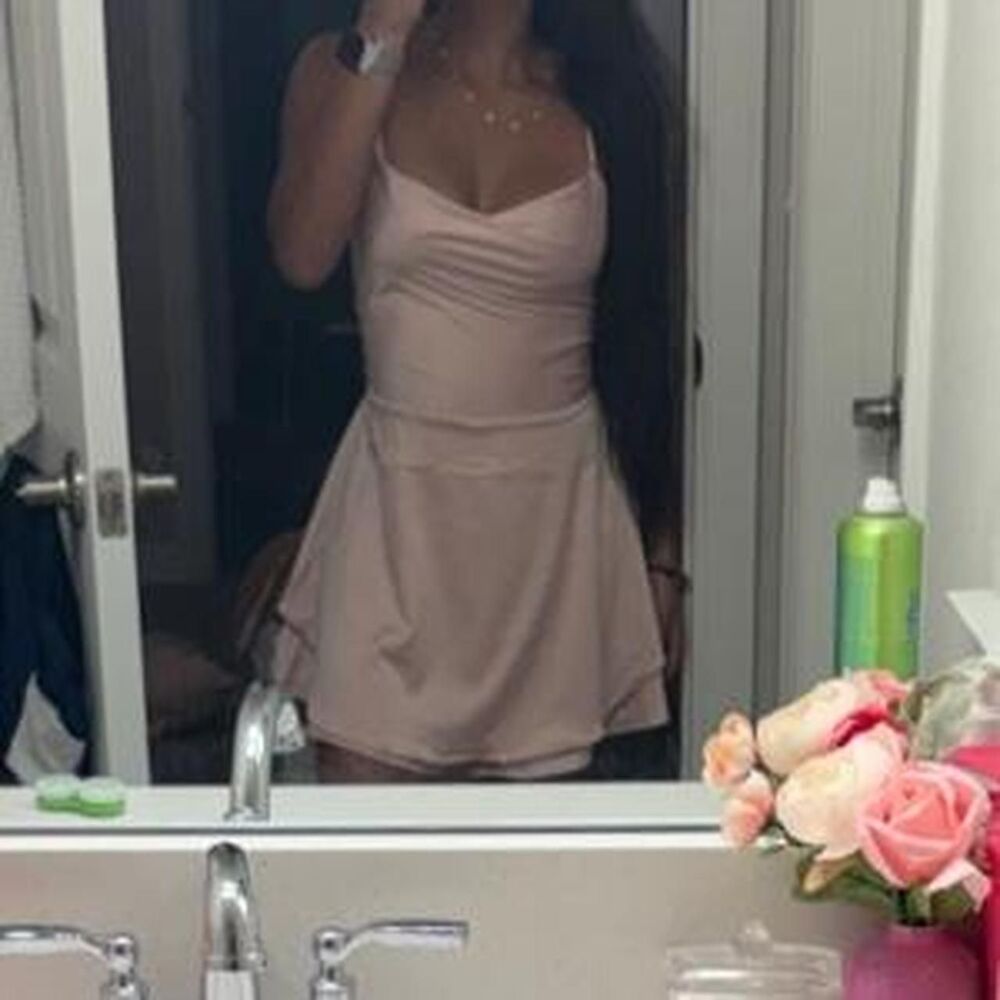 Amazon-essentials Women's Pink and Tan Dress
